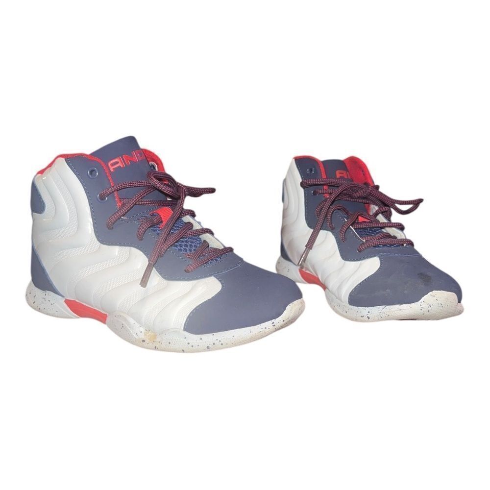 And1 Boys' Assist 2.0 Athletic Sneakers Blue, White Red 3M EUC